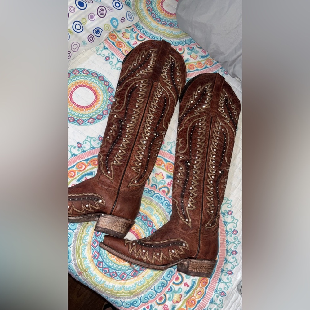 Wildflowers Dark Brown Leather Boots
